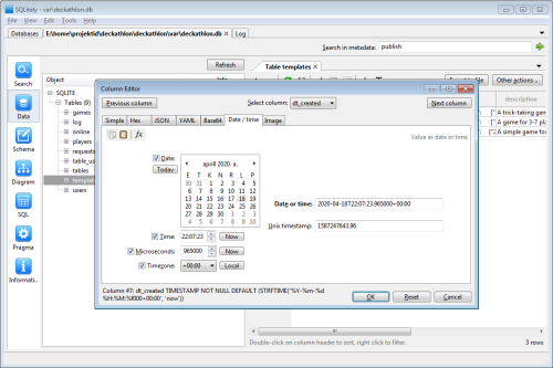 Data column date editor